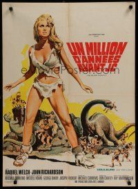 7c128 ONE MILLION YEARS B.C. French 23x32 '66 full-length art of sexiest prehistoric Raquel Welch!