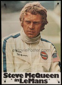 7c303 LE MANS teaser German '71 close up of race car driver Steve McQueen in personalized uniform!
