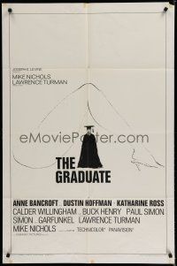 7c369 GRADUATE Embassy style B pre-Awards 1sh '68 classic art of Dustin Hoffman & giant sexy leg!