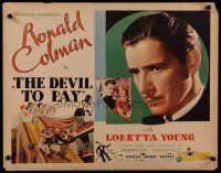 7c012 DEVIL TO PAY black title 1/2sh '30 great images of Ronald Colman & pretty Loretta Young!