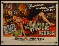 7c022 MOLE PEOPLE style B 1/2sh '56 great different art of subterranean monster holding sexy girl!