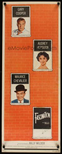 7c035 LOVE IN THE AFTERNOON insert '57 Gary Cooper, Audrey Hepburn, Maurice Chevalier, Wilder
