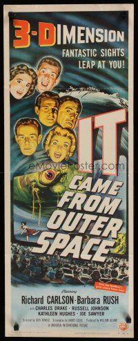 7c033 IT CAME FROM OUTER SPACE insert '53 Jack Arnold classic 3-D sci-fi, cool artwork!
