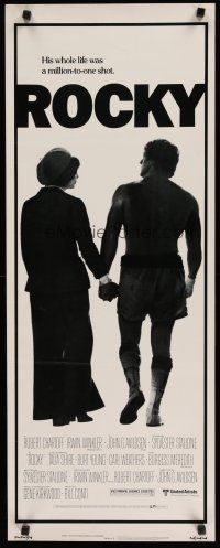 7c043 ROCKY insert '76 boxer Sylvester Stallone holding hands with Talia Shire, boxing classic!