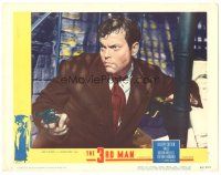 7c460 THIRD MAN LC #8 '49 best close up of Orson Welles pointing gun in sewer, classic film noir!