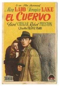 7c264 THIS GUN FOR HIRE Spanish herald '52 great image of Alan Ladd with gun & sexy Veronica Lake!