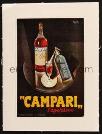 7c294 CAMPARI L'APERITIVO linen 7x9 Italian advertising poster '50 drink ad by Marcello Nizzoli!