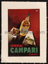 7c295 CORDIAL CAMPARI linen 6x9 Italian advertising poster '60s drink ad art by Marcello Nizzoli!