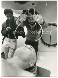 7c324 THX 1138 candid 10.25x14 still '71 George Lucas puts calipers by Robert Duvall's head!