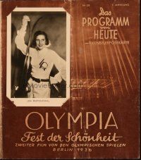 7c308 OLYMPIA PART TWO: FESTIVAL OF BEAUTY German program '38 Leni Riefenstahl w/ rare Ross card!