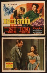 7c389 BELLE STARR 8 LCs '41 sexy female outlaw Gene Tierney, cowboy Randolph Scott!