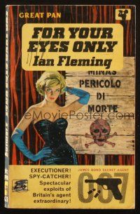 7d314 FOR YOUR EYES ONLY 3rd printing English Pan paperback book '62 James Bond novel by Ian Fleming