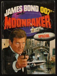 7d302 MOONRAKER English hardcover book '79 Roger Moore as James Bond, different color images & art