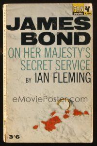 7d181 ON HER MAJESTY'S SECRET SERVICE 4th printing English Pan paperback book '65 Fleming's Bond!