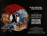 7d367 LIVING DAYLIGHTS British quad '87 Timothy Dalton as James Bond, art montage by Brian Bysouth
