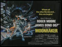 7d278 MOONRAKER British quad '79 art of Roger Moore as James Bond & sexy Lois Chiles by Goozee!