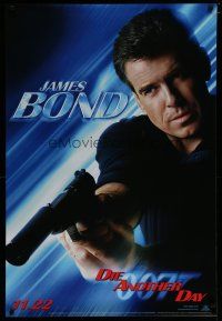 7d408 DIE ANOTHER DAY teaser 1sh '02 best portrait of Pierce Brosnan as James Bond with gun!