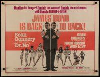 7d061 DR. NO/FROM RUSSIA WITH LOVE 1/2sh '65 Sean Connery as Bond, double the danger & the women!