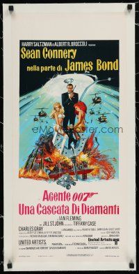 7d193 DIAMONDS ARE FOREVER linen Italian locandina '71 McGinnis art of Sean Connery as James Bond!