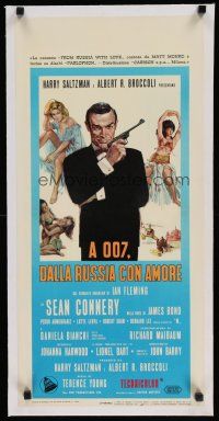 7d043 FROM RUSSIA WITH LOVE linen Italian locandina '64 Sean Connery is Ian Fleming's James Bond!