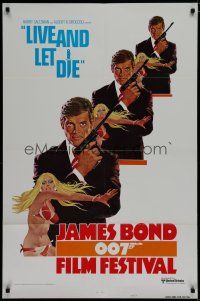 7d259 JAMES BOND 007 FILM FESTIVAL style A 1sh '76 art of Roger Moore as 007 w/sexy girl!