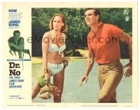7d008 DR. NO LC #5 '62 close up of Sean Connery as James Bond with sexy Ursula Andress in bikini!