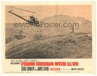 7d034 FROM RUSSIA WITH LOVE LC #2 '64 cool far shot of Sean Connery as Bond chased by helicopter!