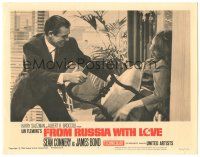7d039 FROM RUSSIA WITH LOVE LC #7 '64 Sean Connery as James Bond pins Lenya to wall with chair!