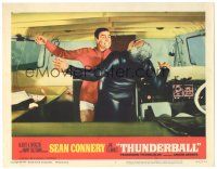 7d102 THUNDERBALL LC #1 '65 c/u of Sean Connery as James Bond attacking Adolfo Celi inside boat!