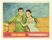 7d105 THUNDERBALL LC #4 '65 Sean Connery as James Bond & sexy Claudine Auger in life raft!