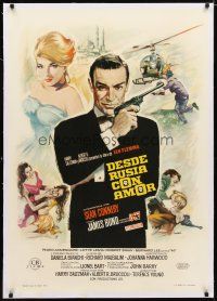7d047 FROM RUSSIA WITH LOVE linen Spanish '64 art of Sean Connery as James Bond by Mac Gomez!