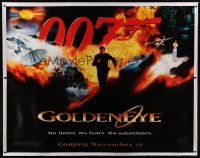 7d380 GOLDENEYE linen subway poster '95 Pierce Brosnan as secret agent James Bond 007, cool montage!