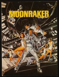 7d293 MOONRAKER souvenir program book '79 Roger Moore as James Bond, art by Daniel Goozee!