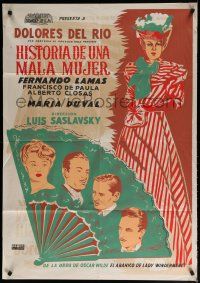 7e001 STORY OF A BAD WOMAN Argentinean '48 cool different art of Dolores del Rio & cast!