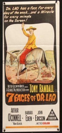 7e716 7 FACES OF DR. LAO Aust daybill '64 different art of Asian Tony Randall on donkey!