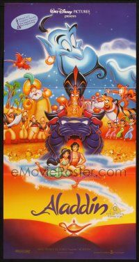 7e721 ALADDIN Aust daybill '93 classic Walt Disney Arabian fantasy cartoon, great art of cast!