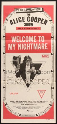 7e723 ALICE COOPER: WELCOME TO MY NIGHTMARE Aust daybill '75 it's the JAWS of rock, Alice Cooper!