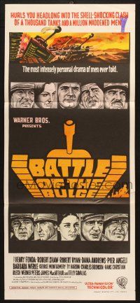 7e734 BATTLE OF THE BULGE Aust daybill '66 Henry Fonda, Robert Shaw, cool artwork of tanks!