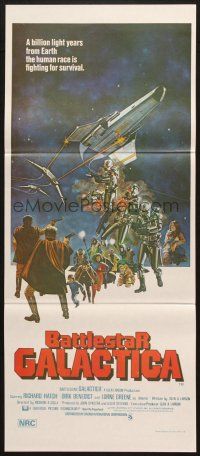 7e735 BATTLESTAR GALACTICA Aust daybill '78 great sci-fi art by Robert Tanenbaum!