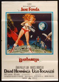 7e492 BARBARELLA German '68 sexiest sci-fi art of Jane Fonda by Robert McGinnis, Roger Vadim!