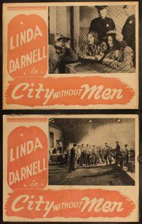 7e006 CITY WITHOUT MEN set of 4 Canadian LCs '42 Linda Darnell helps her unjustly imprisoned man!