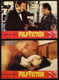 7e021 PULP FICTION set of 4 Spanish LCs '94 Alexis Arquette w/.357, Bruce Willis, Keitel, Roth!
