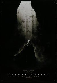 7f062 BATMAN BEGINS Summer 2005 teaser DS 1sh '05 great image of Christian Bale in the batcave!
