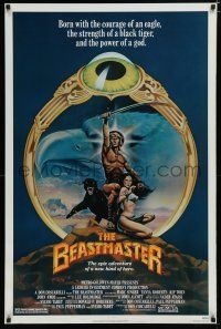 7f072 BEASTMASTER 1sh '82 cool fantasy art of bare-chested Marc Singer & sexy Tanya Roberts!