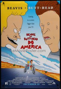 7f074 BEAVIS & BUTT-HEAD DO AMERICA advance DS 1sh '96 Mike Judge MTV juvenile delinquent cartoon!
