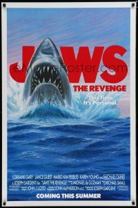 7f004 JAWS: THE REVENGE advance 1sh '87 art of the Great White Shark, this time it's personal!