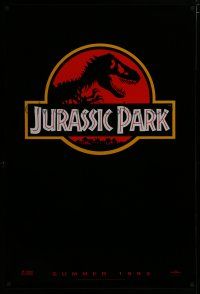 7f412 JURASSIC PARK teaser 1sh '93 Steven Spielberg, Richard Attenborough re-creates dinosaurs!