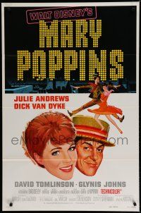 7f497 MARY POPPINS style A 1sh R80 Julie Andrews & Dick Van Dyke in Walt Disney's musical classic!