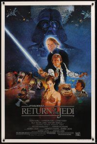 7f648 RETURN OF THE JEDI style B 1sh '83 George Lucas classic, cast montage art by Sano!