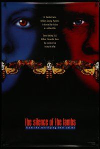 7f696 SILENCE OF THE LAMBS style C teaser 1sh '90 Foster & Hopkins both w/ moths over mouths!